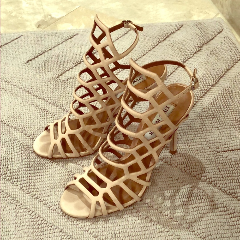 Nude strappy heels